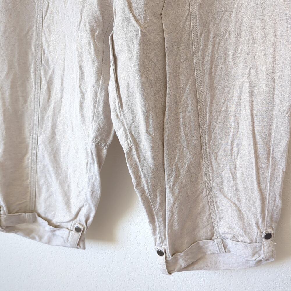 Lane Bryant Womens Linen Cropped Culotte Pants Gold Cream Beachy Casual 18 20 - Picture 4 of 6